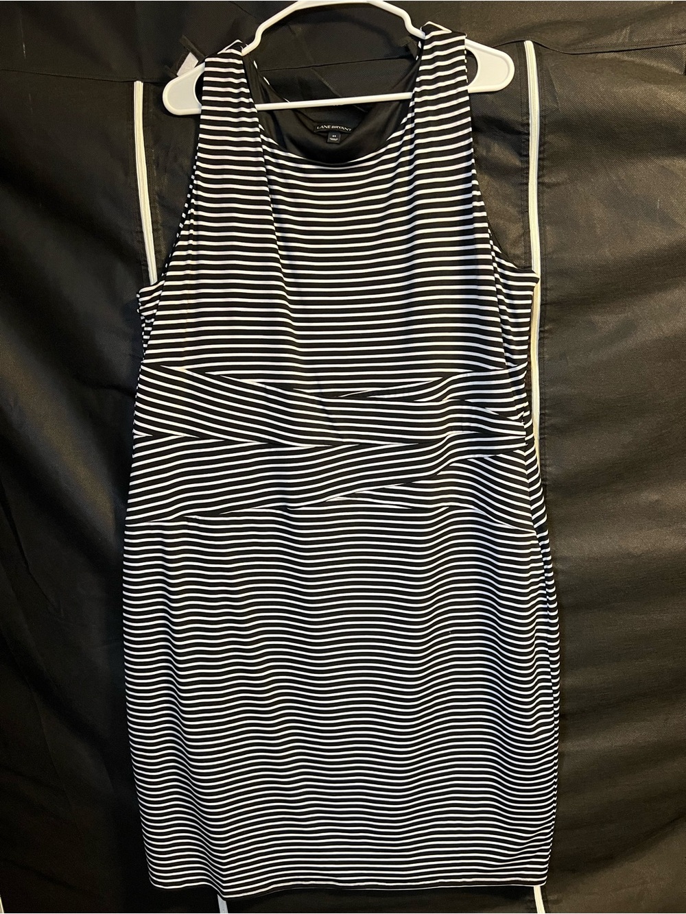 Lane Bryant Built in Shapewear Slip Black & White Striped Sheath Dress